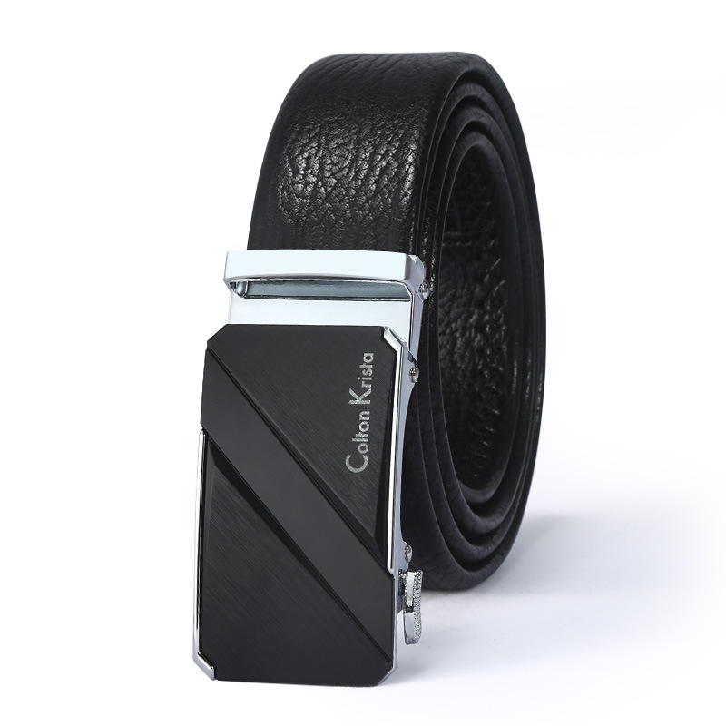 Manufacturers Direct Belt Men's Network Explosive Automatic Buckle Business Leisure Leather Two Layer Cowhide Pants Belt Wholesale details Picture
