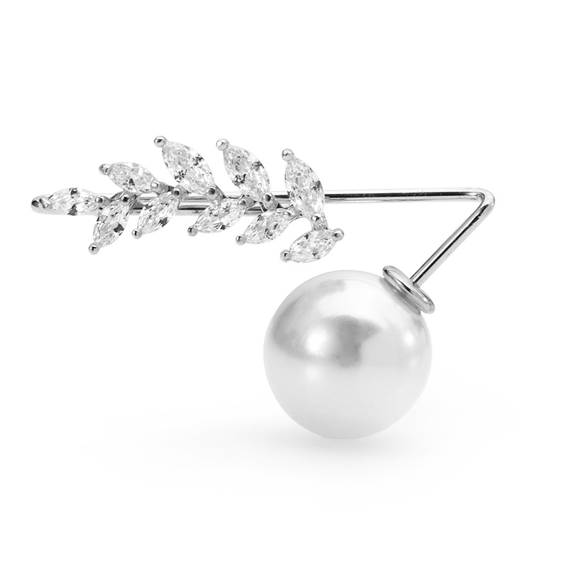 Anti-slip branch pearl simple brooch pin Creative buckle pin collar pin fixed buckle clothes accessories women details Picture