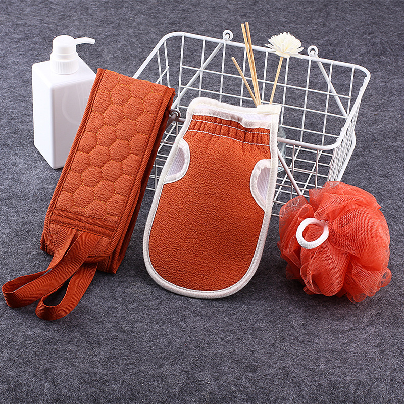 Bath Towel Bath Accessories 3-Piece Thickened Mud Cleaning Bath Ball Combination Set Stretch Strip Strip Wipe Wipe Specification drawing