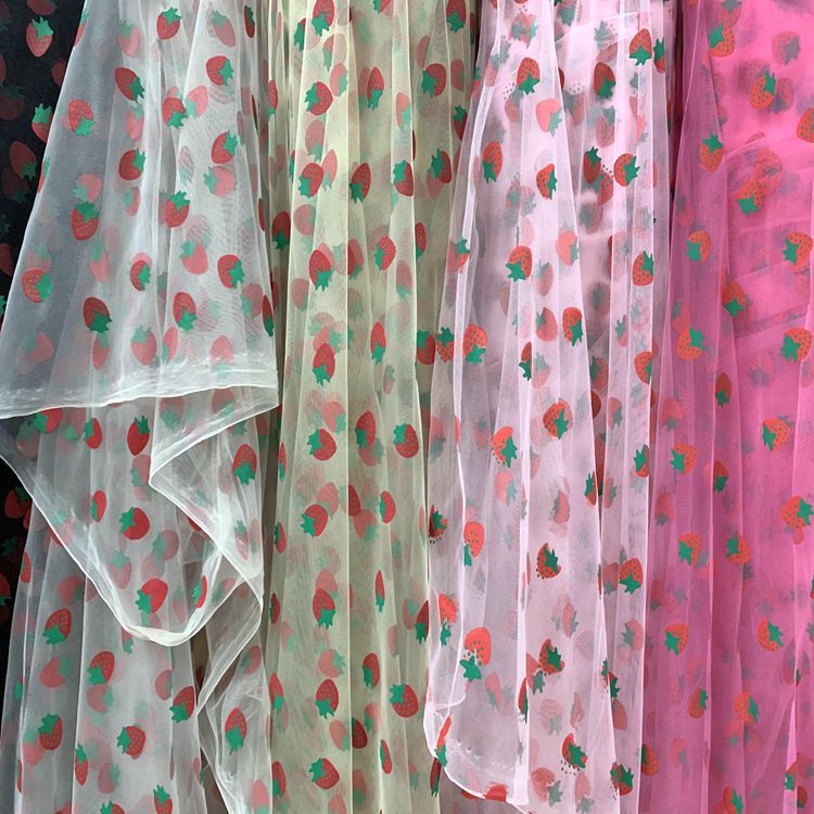 Knitted mesh fabric for clothing, toys, puffy skirts, headwear, hair accessories, butterfly festival fabric, strawberry gel mesh gauze Specification image