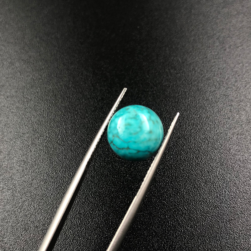 Natural Turquoise Raw Mineral Loose Bead Ring Surface Bare Stone Processing Round Gem Jewelry Accessories Turquoise Raw Stone Pendant details Picture
