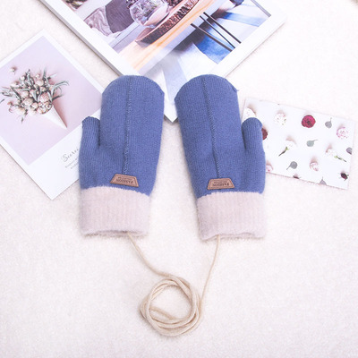 2020 New plush macaron halter-neck gloves, winter Korean style trendy mitten gloves, women's finger-hugging gloves details Picture