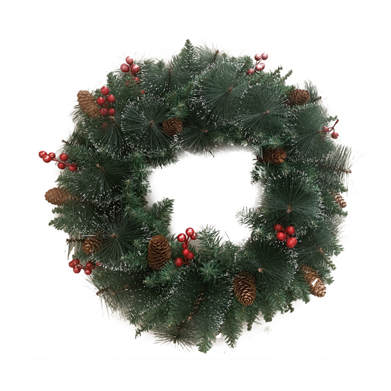 Christmas Decoration Wreath 30-80Cm Encryption Green Source Manufacturers Direct Pvc Ordinary Leaf Christmas Wreath Specification drawing