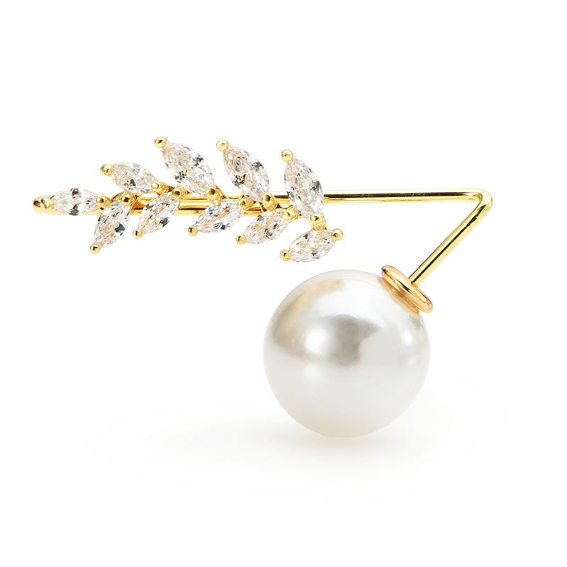 Anti-slip branch pearl simple brooch pin Creative buckle pin collar pin fixed buckle clothes accessories women full figure