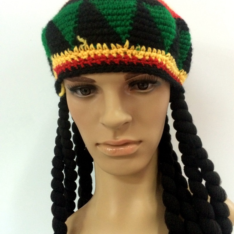 出口巴西南非针织帽十根脏辫子印第安土著假发帽cosplay广告                             详情图5