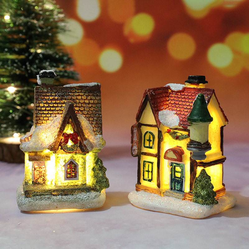 圣诞新款圣诞装饰品树脂小房子微景观树脂房子小摆件圣诞节礼物详情图4
