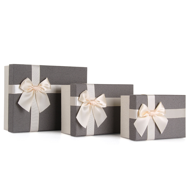 In-stock top and bottom cover gift box, Korean version bow gift box, rectangular exquisite creative packaging box, souvenir gift box Specification image