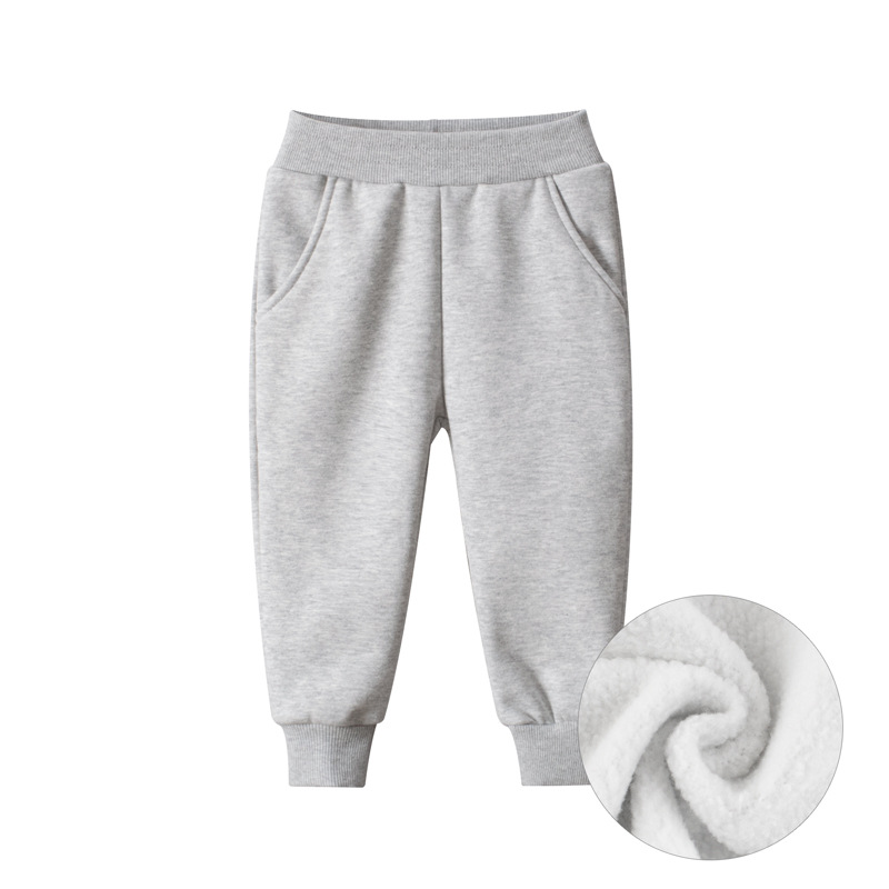 27Kids Korean Version Of Children's Clothing Autumn And Winter New Wholesale Solid Color Children's Sports Pants Boys Plus Fleece Casual Pants Item Picture