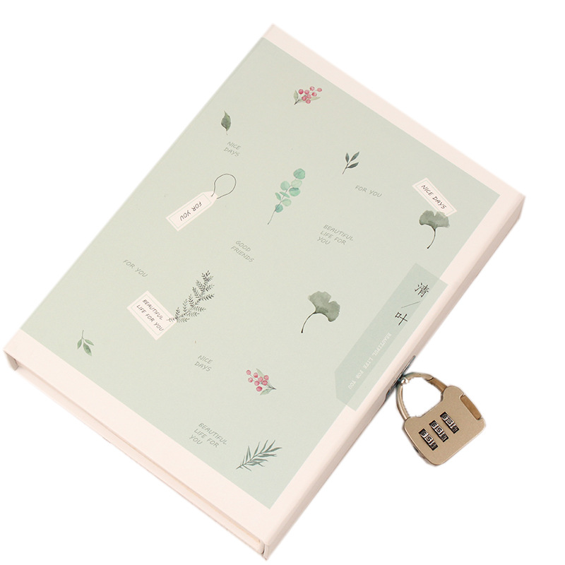 Student Password Book With Lock Diary A5 Box Girl Heart Little Fresh Lock Book Art Book Lock Book Children's Gift Item Picture