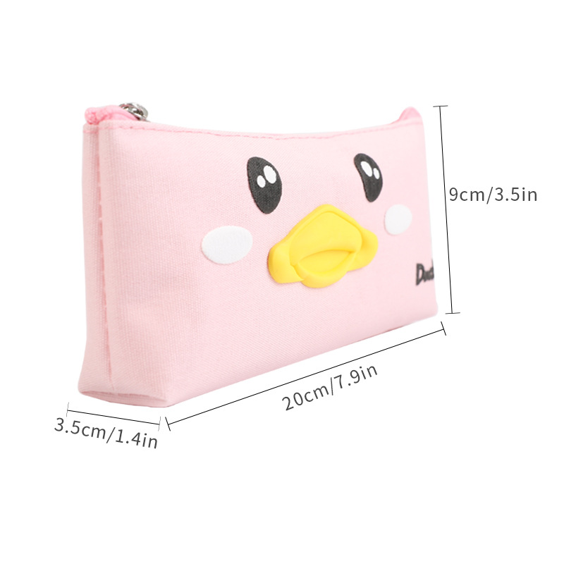 Cartoon Yellow Duck Children's Canvas Pen Bag Cute Duck Stationery Bag Student Pen Box Wholesale Customization Item Picture