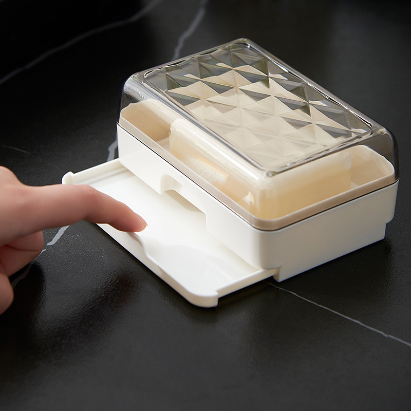 G67 Guanghua simple Draining Soap Box, bathroom with lid, bottom hollowed-out drainage, anti-slip washbasin, snapper soap tray Specification image