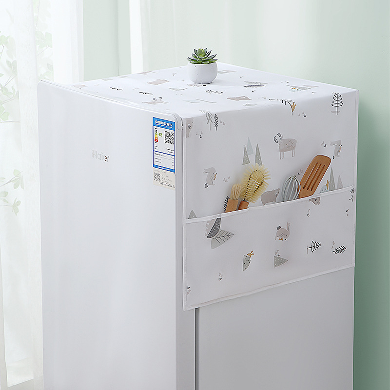 冰箱防尘罩防水小清新家用冰箱盖巾收纳袋洗衣机桌子防尘盖布挂袋