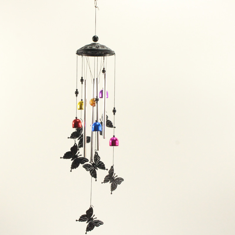 Factory Direct Metal Pipe Wind Chimes Hanging Decoration Color Bell Pendant Retro Butterfly Hanging Decoration Balcony Garden Decoration Specification drawing
