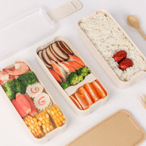 Wholesale wheat straw lunch box Lunch box Plastic lunch box sealed 900ml three-layer plastic lunch box bento box