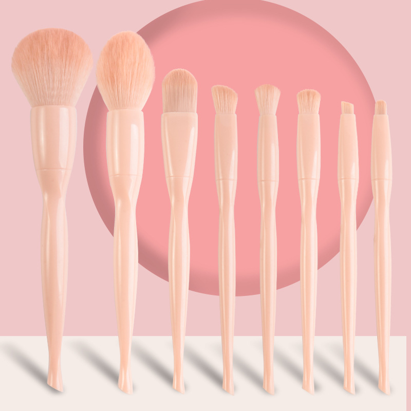 Macaron-colored twisted waist makeup brush, soft 8-stick makeup brush set, new loose powder blush brush, beauty tool details Picture
