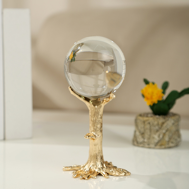Tourist souvenirs, modern metal copper crystal balls, retro ornaments, study, reception room, living room, home decorations details Picture
