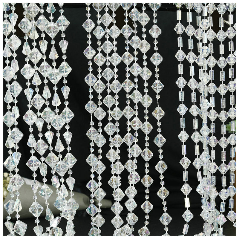 Wholesale of seven-color transparent connected beaded door curtains, diamond transparent AB colored beaded chains, wedding guiding beaded strings Item Picture