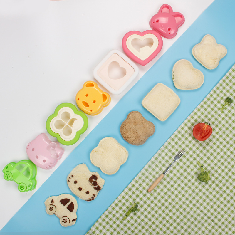 Diy Bread Cut Multiple Sandwich Mold Toast Cut Love Car Bear Rabbit Cat Bread Mold Bento Mold Application Scenario