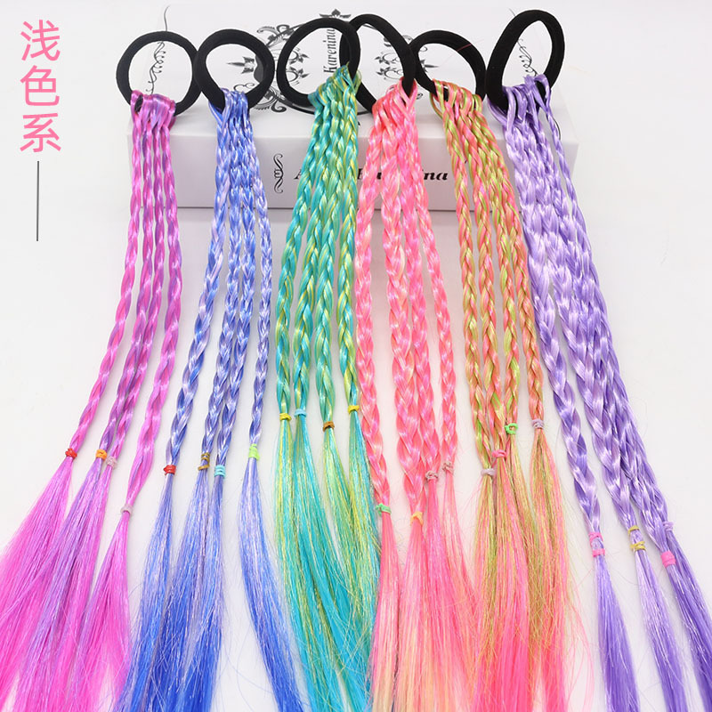 Factory direct sales of gradient braids, gold thread colored headwear, hair bands, cross-border best-selling high-temperature silk hair pieces, children's wigs Application Scenario