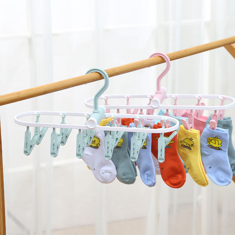 Multi-Clip Hanger Household Sock Drying Machine Students Children Clip Hanging Clothes Rack Clothes Hanging Dormitory Drying Hosiery Rack Application Scenario