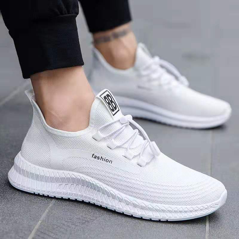 Spring And Summer New Cotton Shoes Leisure Trend All Match Flying Weaving Sports Men's Shoes Mesh Running Walking Shoes Soft Sole Non-Slip Specification drawing