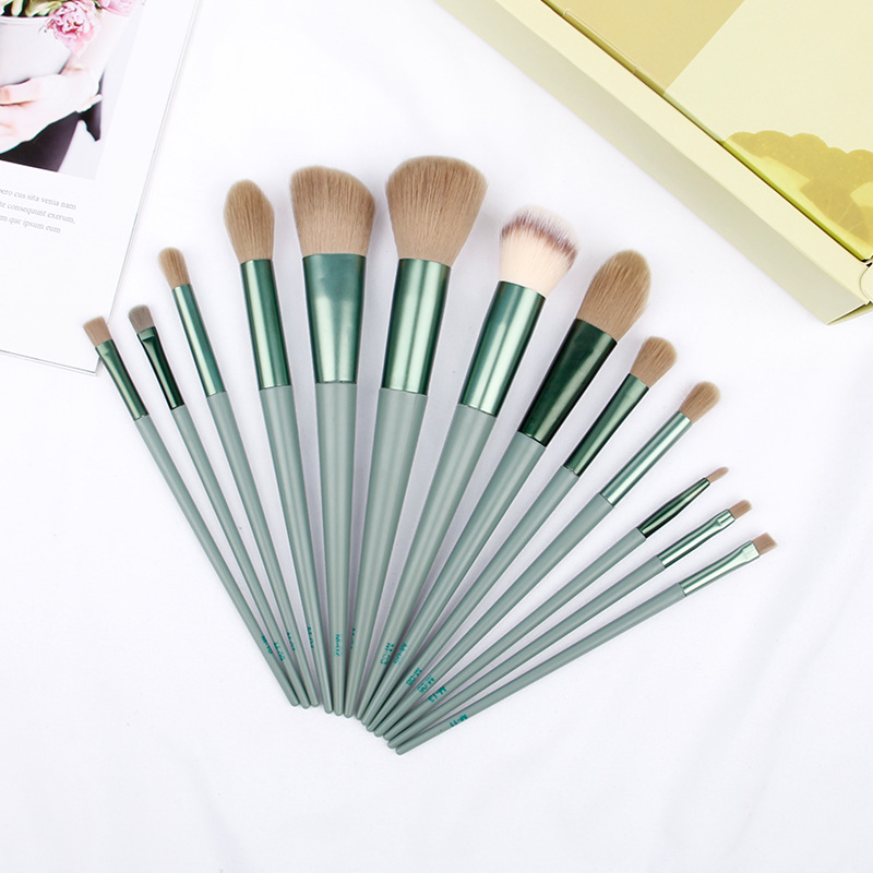 Tik Tok Boom 13 Net Red Four Seasons Green Makeup Brush Set Portable Brown Eye Shadow Brush Instant Dry Beauty Tool Specification drawing