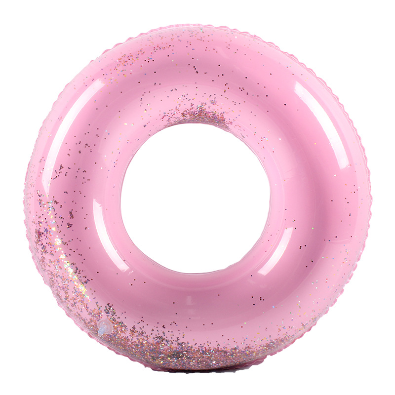 PVC充气玩具金粉圆泳圈粉色圆形救生圈ins亮片粉色透明游泳圈详情图5