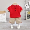 Boys' summer outfit set: Short-sleeved lapel polo shirt 2022 Summer new style Children's casual capri pants two-piece set, trendy Specification image