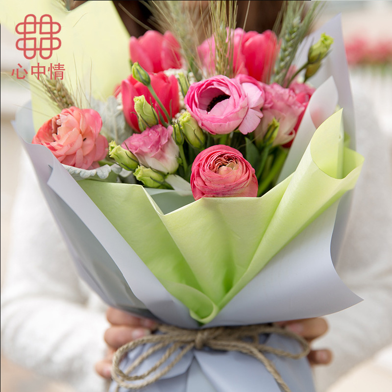 心中情 韩式鲜花花束包装材料 纯色雾面透明包装纸【韩素纸】