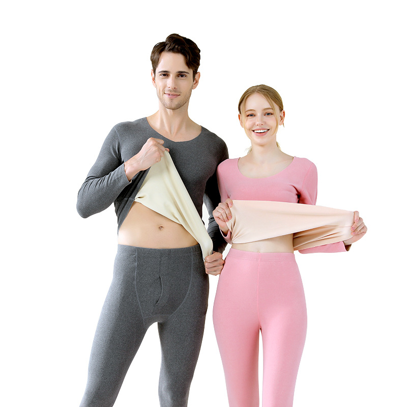 New Men's Long Johns Set 37 Degrees Heating Ab Face Base Shirt Seamless Velvet Thermal Underwear Female Wholesale Item Picture
