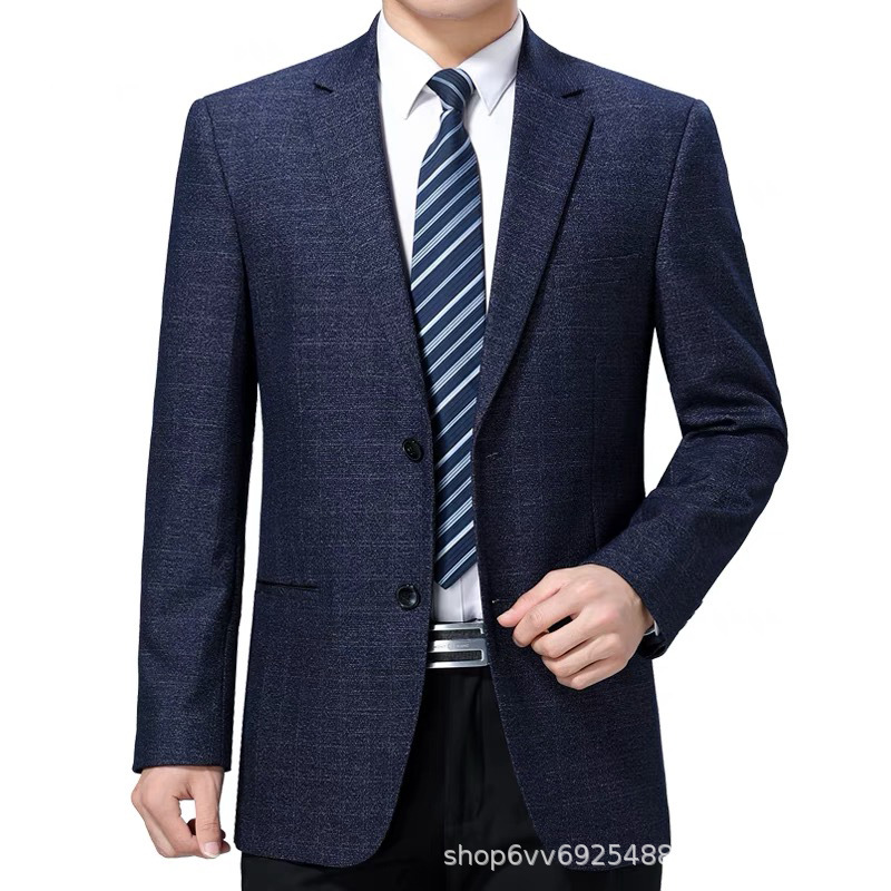 Middle-aged men's casual suit jacket, 40-50 years old dad's suit, single piece of wool suit jacket for spring and autumn for middle-aged and elderly people Item Picture