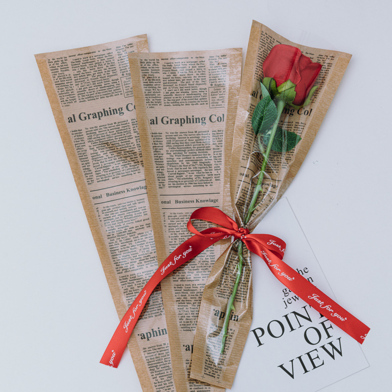 Flower bag thickened waterproof kraft paper Goddess Festival flower shop floral arrangement packaging opp transparent single branch bag Application Scenario