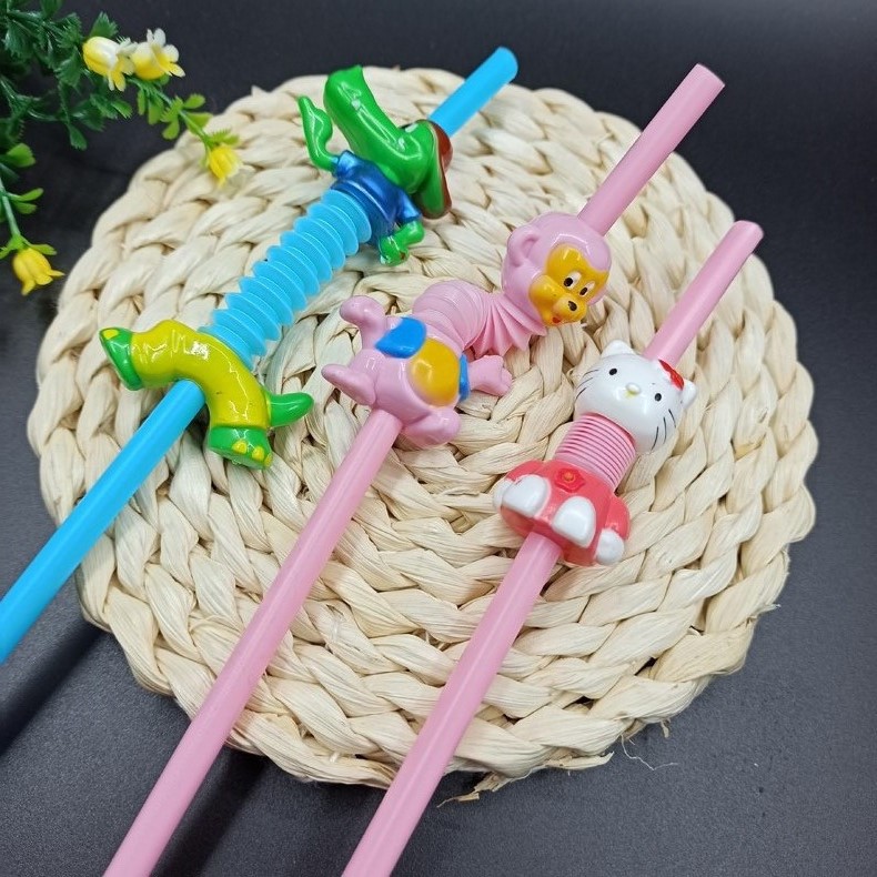 Creative shaped straws, disposable children's cartoon straws, artistic animal straws, plastic PP hard tubes, beverage elbow tubes details Picture