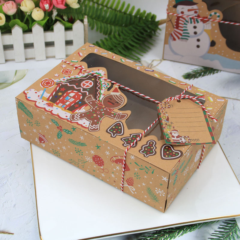 European-style kraft paper biscuit box, new Christmas kraft paper gingerbread box, pvc window candy box, gift box Application Scenario