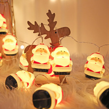跨境新款led圣诞老人头灯串雪人头电池盒圣诞节圣诞树气氛装饰灯