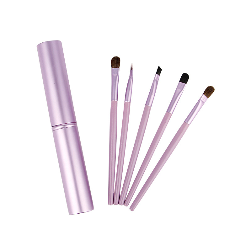 5 Barrel Eye Makeup Brush Set Wooden Handle Horsehair Blush Eyeshadow Brush Portable Beauty Tools Wholesale Item Picture