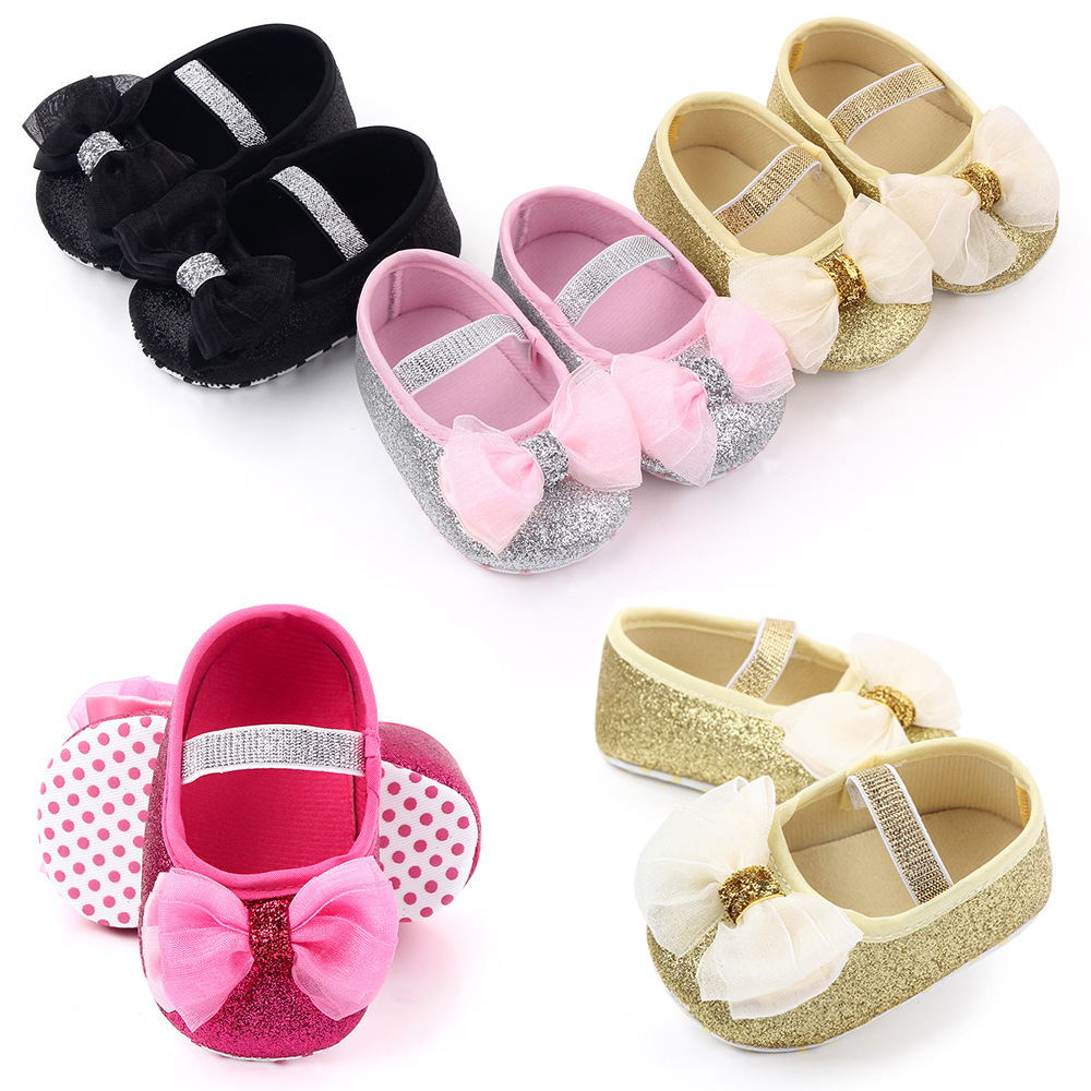 Newborn princess shoes, baby shoes, soft-soled baby shoes, bow princess shoes, single shoes, 2458