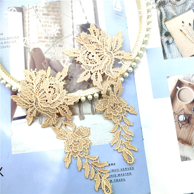 Manufacturers Direct Lace Lace Sexy Underwear Burst Polyester Collar Flower Light Orange Flower High-Grade Clothing Accessories details Picture