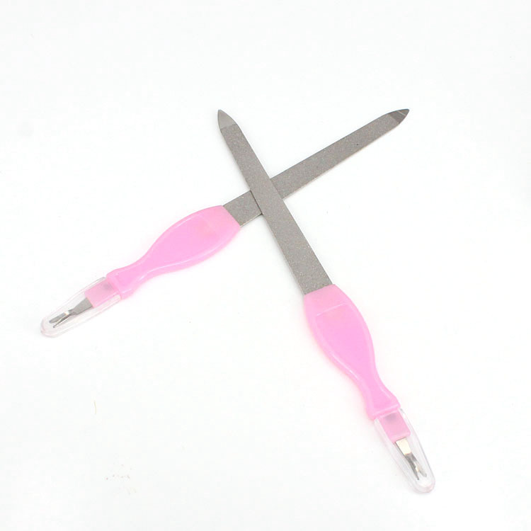 Lima de uñas mango de plástico lima de uñas de metal de doble uso tenedor de piel muerta empujador de uñas herramienta de manicura shanilak Item Picture