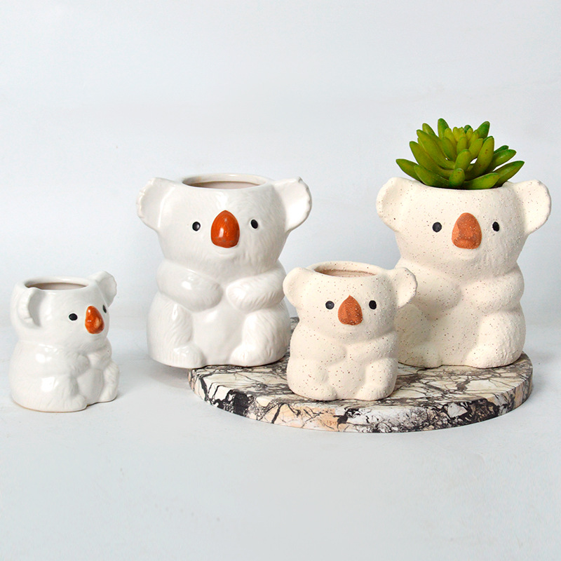 Koala Flower Pot with Succulents