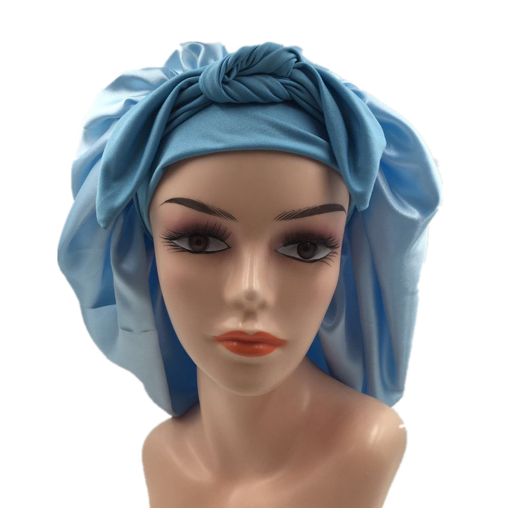 Cross-border source of pure color Ding nightcap imitation silk high stretch nightcap binding children protective wig cap manufacturers Specification drawing