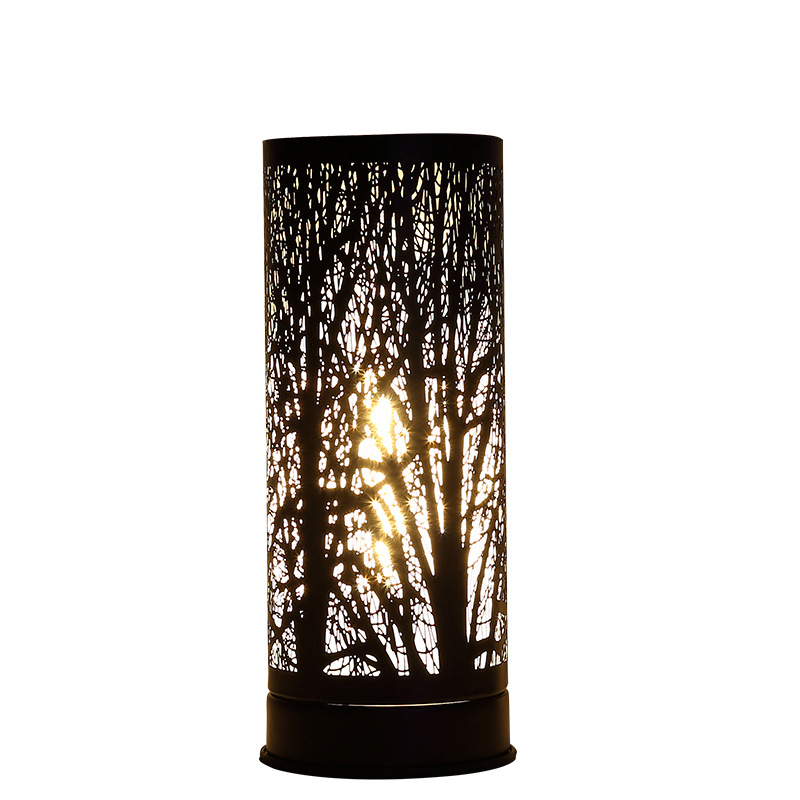 Simple and creative home aroma lamp, ironwork plug-in, room and living room bedside lamp, round tree electronic wax melting device Item Picture