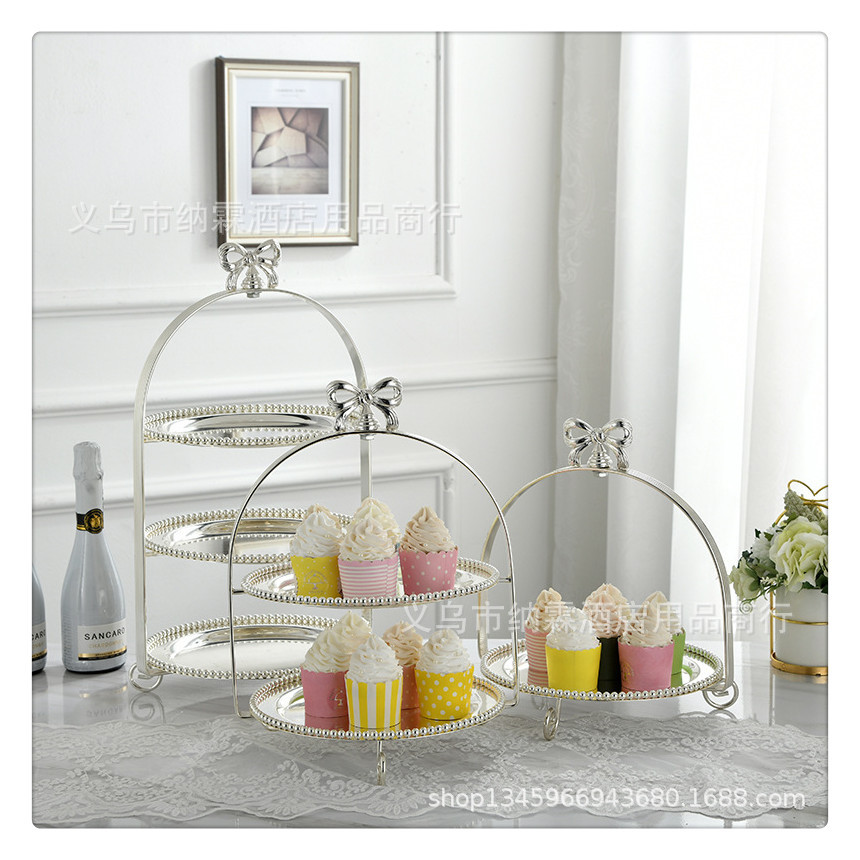 Metal-Plated Fruit Tray Dessert Tray Cake Tray Rack High-End Baking Party Supplies Wedding Props Item Picture