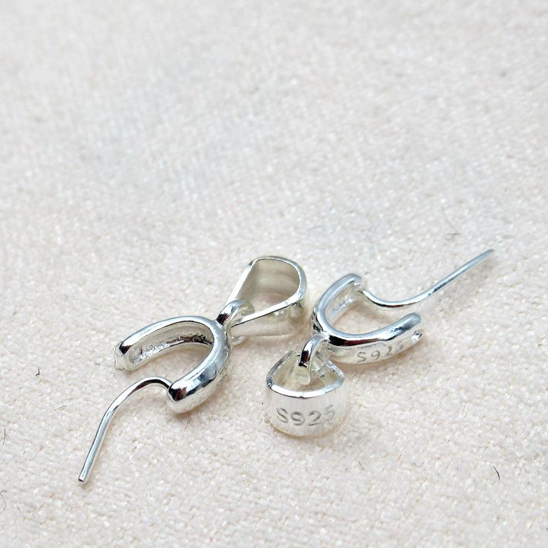 diy 925 sterling silver pendant cap, jade and jade, silver pendant cap, melon seed jade pendant, clip-on pendant, empty stand Application Scenario