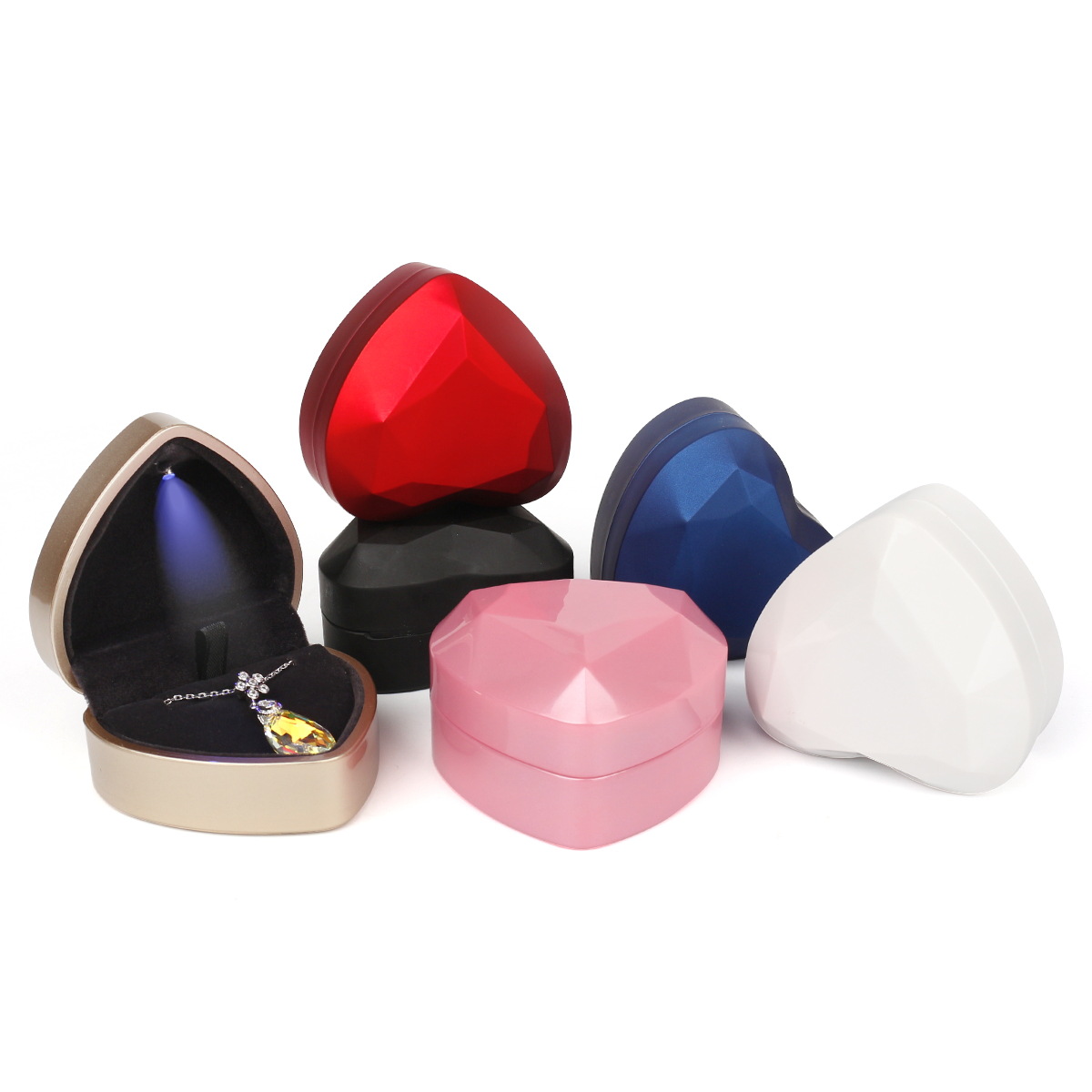 Heart Shaped Led Light Earrings Jewelry Box Jewelry Box Gift Ring Box Jewelry Box Necklace Box Storage Box Packing Box Item Picture