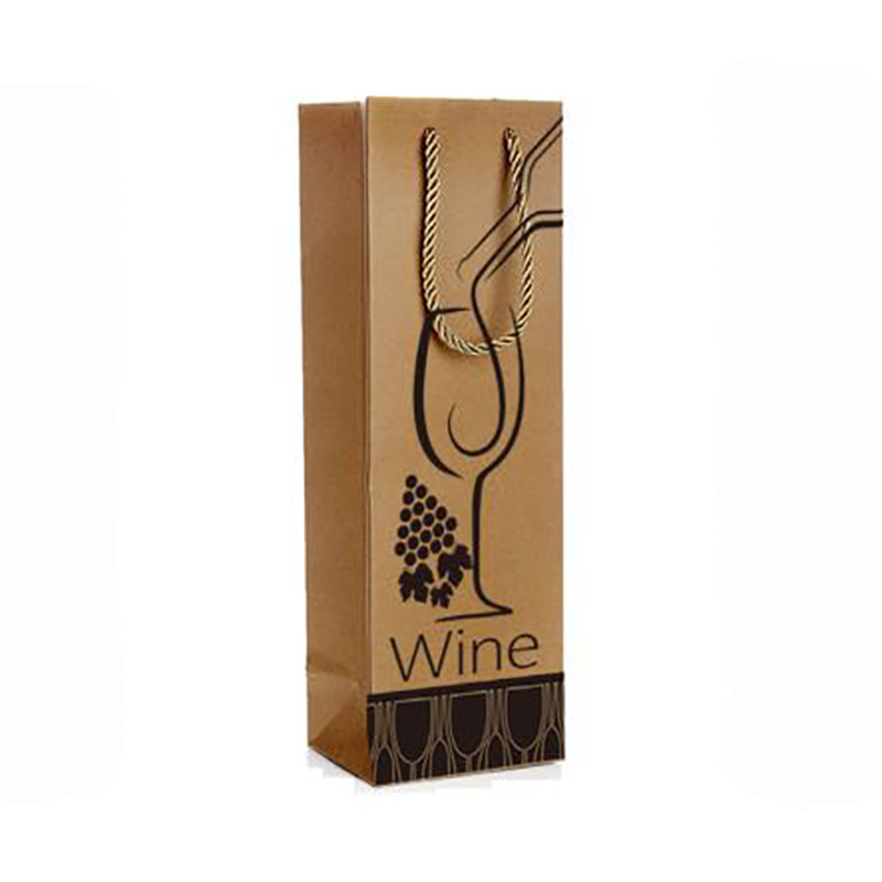 Factory direct sales of 260-gram kraft paper wine bags series, wholesale in stock, and hand-held red wine packaging bags with hemp rope. Application Scenario