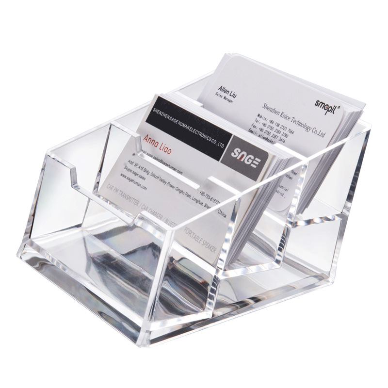 Transparent single-layer plastic business card holder, exhibition business desktop business card box, simple double-layer and triple-layer business card stand Item Picture