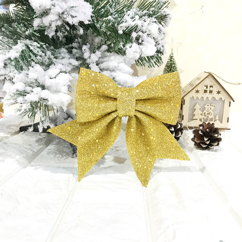 Christmas Bow Pearl Cotton Gold Pink Bow Christmas Tree Pendant Hotel Shopping Mall Ktv Decoration Supplies Specification drawing