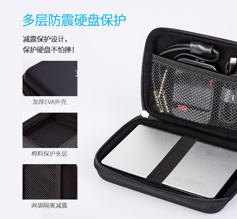 eva packaging box, headphone case, 2.5-inch portable hard drive case, headphone storage case, data cable storage case, eva bag pic 6