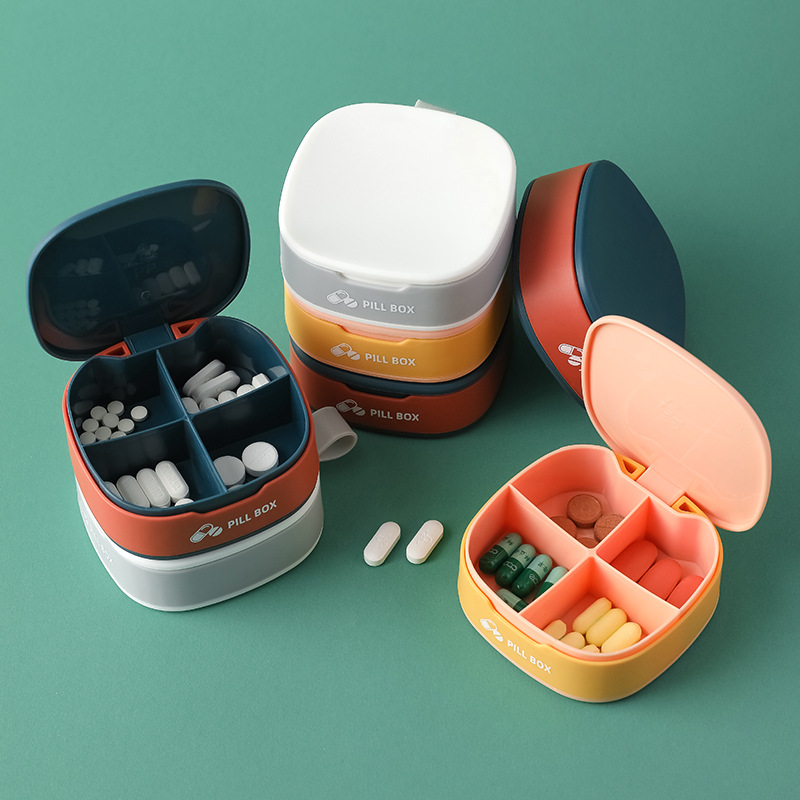 方便旅行小药盒 便携式密封硅胶药品盒迷你分装药盒塑料硅胶药收纳盒